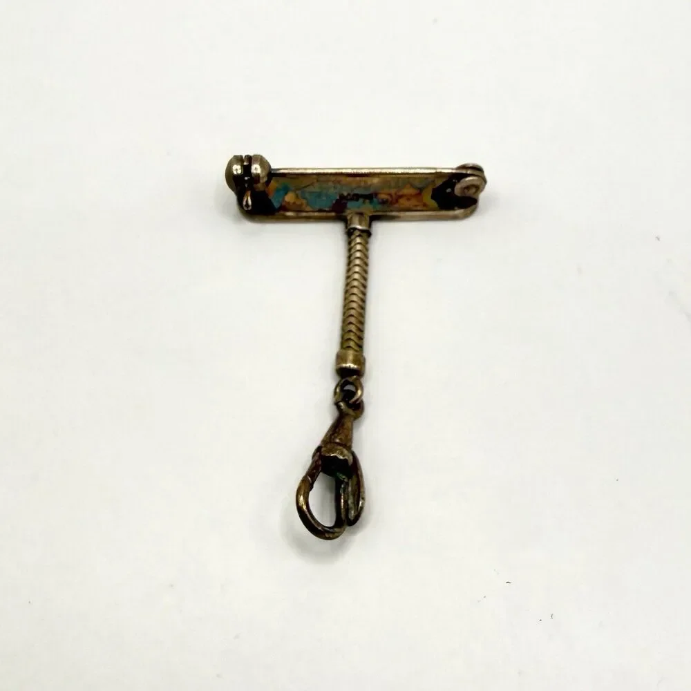ANTIQUE Edwardian 800 Silver Ladies Pocket Watch Fob Brooch Albertina Signed GB